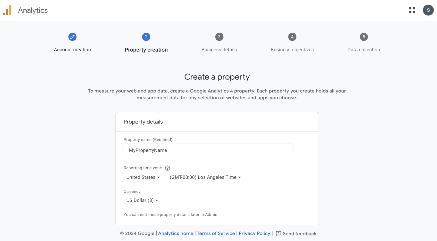 Creating a New Property in Google Analytics 4